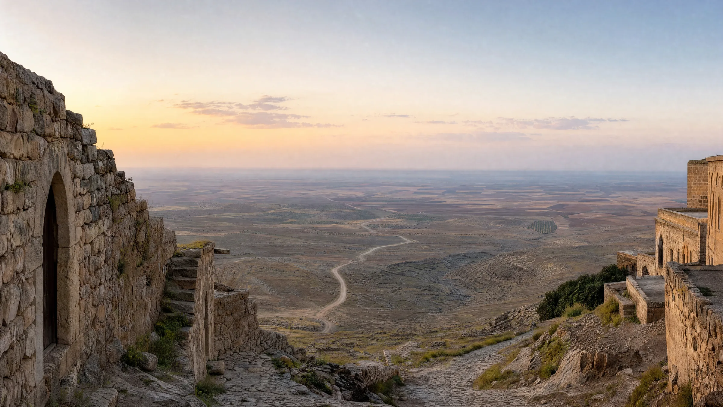 Mardin terasından ovaya açılan geniş manzara